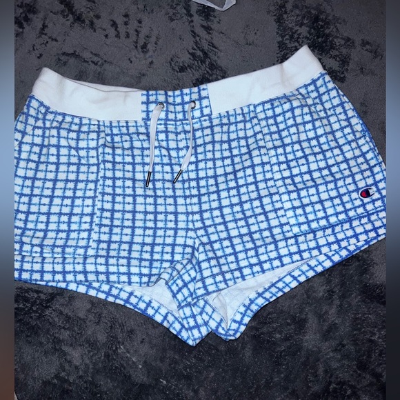 Champion Women's Blue White Geo Print Elastic Waist Shorts Size XL - Picture 2 of 5